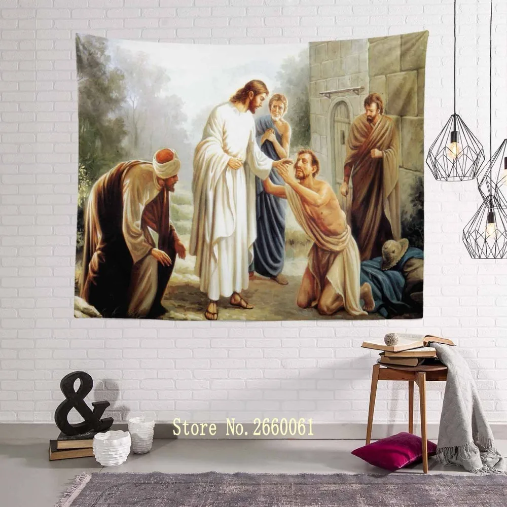 

New Christ Jesus Curando A Los Enfermos Tapestry Home Decor Wall HD Hanging Cloth Landscape Wall Art Home Decoration Shawl TAB48
