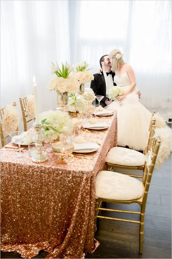 

Pure Handmade Wholesale Rose Gold Sequin Tablecloth Rectangular 90x156 inch Sequin Table Cloth for Wedding Sequin Tablecloth