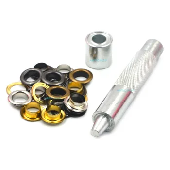 

100pcs Metal 10mm Mix Colors Eyelets Buckle Scrapbook + 1pcs 10mm Punch Tool LeatherCraft DIY