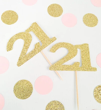 Glitter Cupcake Toppers 21st Birthday Decorations Custom Number