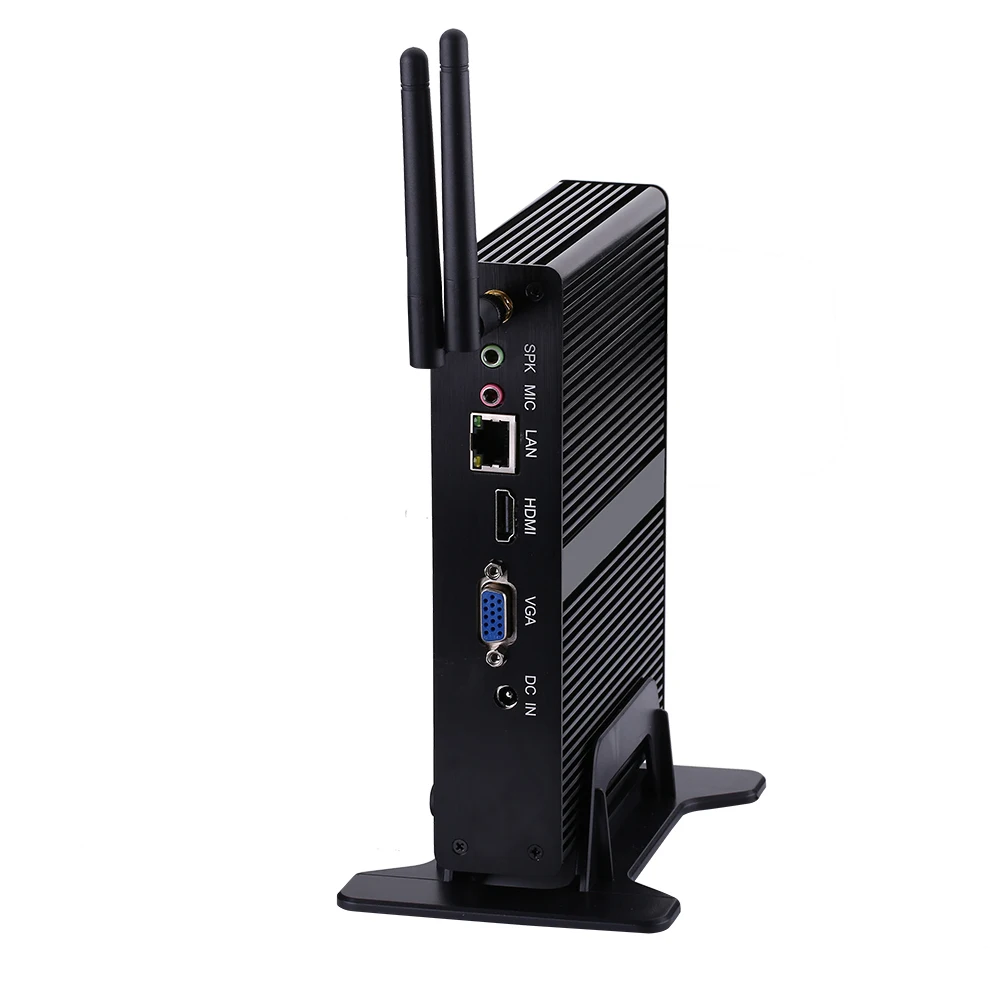 HUNSN безвентиляторный мини ПК Celeron J1800 Kodi Box Windows 10 Pro/Ubuntu WiFi VGA HD LAN настольный