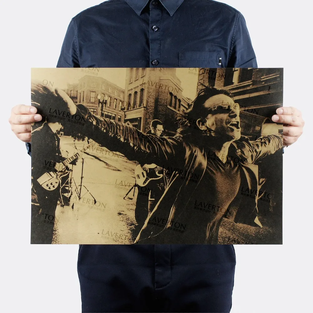 

Free shipping,U2 Out of Control/MUSIC ROCK BAND/kraft paper/bar poster/Wall stickers/Retro Poster/decorative painting 51x35.5cm