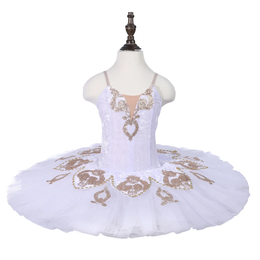 

Women performance ballet Stage costume custom made ballet Adult white gold Pre-professional ballet tutu Professional tutu skirt