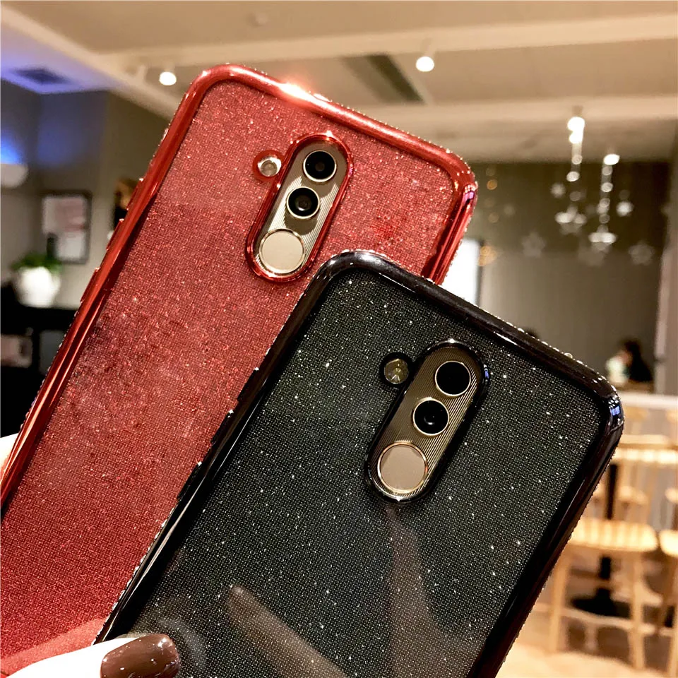 Блестящий чехол со стразами для Huawei Mate 20 Lite P30 Pro P20 Nova 4 3 мягкий силиконовый из ТПУ