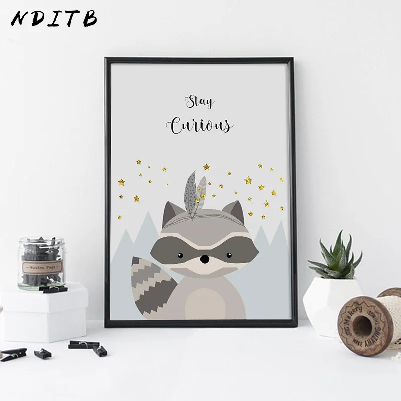 NDITB племя лесной животное холст художественный постер Медведь Кролик принт для
