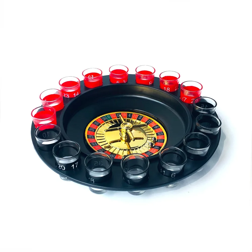 

Creative Lucky Shot Drinking Game16 Shot Glass Deluxe Russian Spinning R oulette Poker Chips Drinking Game Set Party Supplies