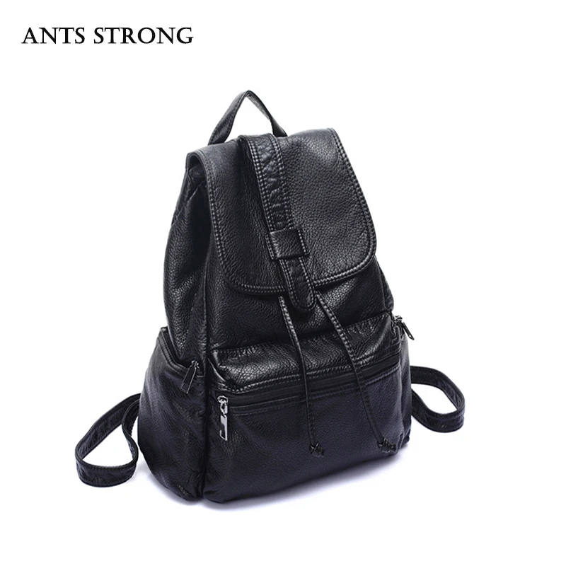 ANTS STRONG Fashion female student backpack Korean casual bag large capacity black travel bag