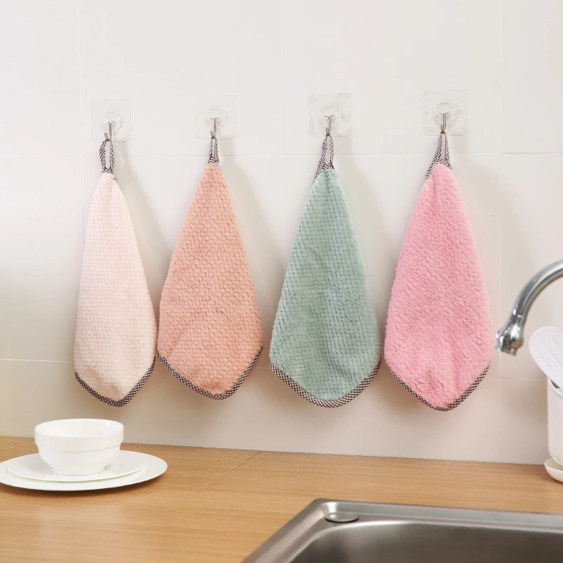 

1pc Super Absorbent Microfiber Kitchen Dish Cloth High-efficiency Tableware Hanging Cleaning Cloth Towel Kichen Tools Gadgets