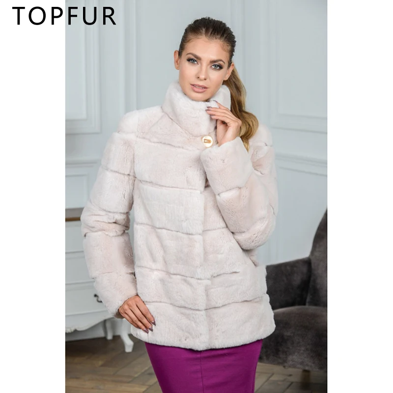 

TOPFUR 2018 New Style Fur Jacket Fashion Winter Natural Fur Coat Female Europe Woman's Coat Luxury Rex Rabbit Warm Jacket