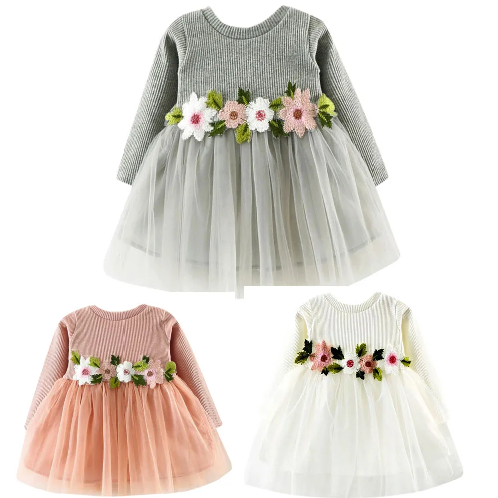 2019 New Arrival Cute Toddler Baby Girl Floral Tutu Long Sleeve Princess Dress Flower Girls Dresses For Party And Wedding V2$ (29)