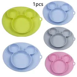 Детская миска и тарелка для малышей с милым рисунком из мультфильма, силиконовая тарелка для кормления, посуда для детей, посуда для детей
