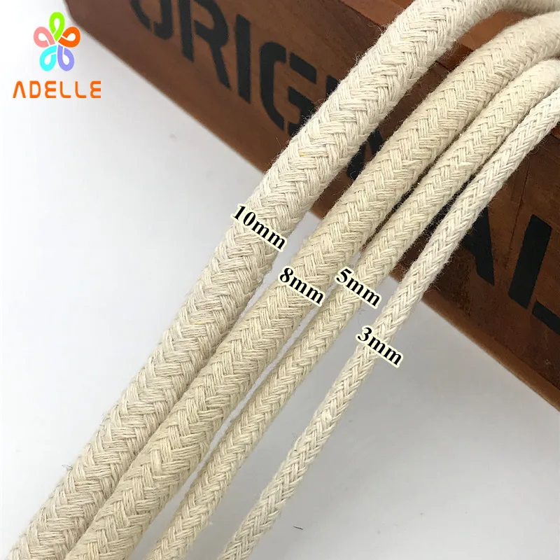 Natural 100% Cotton Braided Rope 16 Strand SASH Cord Bondage Handle Pulley 