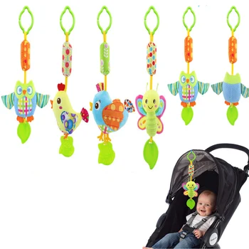 

Funny Animal Clip Baby Crib Bed Hanging Bells Toys For Stroller Baby Rattles Toy Kids Soft Bird Chick Owl Plush Toy