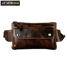Качественная кожаная мужская Повседневная модная сумка на пояс для путешествий, нагрудная сумка на ремне, кофейный дизайн, чехол для сигарет, мужской чехол 8136c