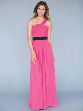 Free Shipping Fairytale Sheath Pleated Floor Length Chiffon Long Bridesmaid Dress One Shoulder BD078