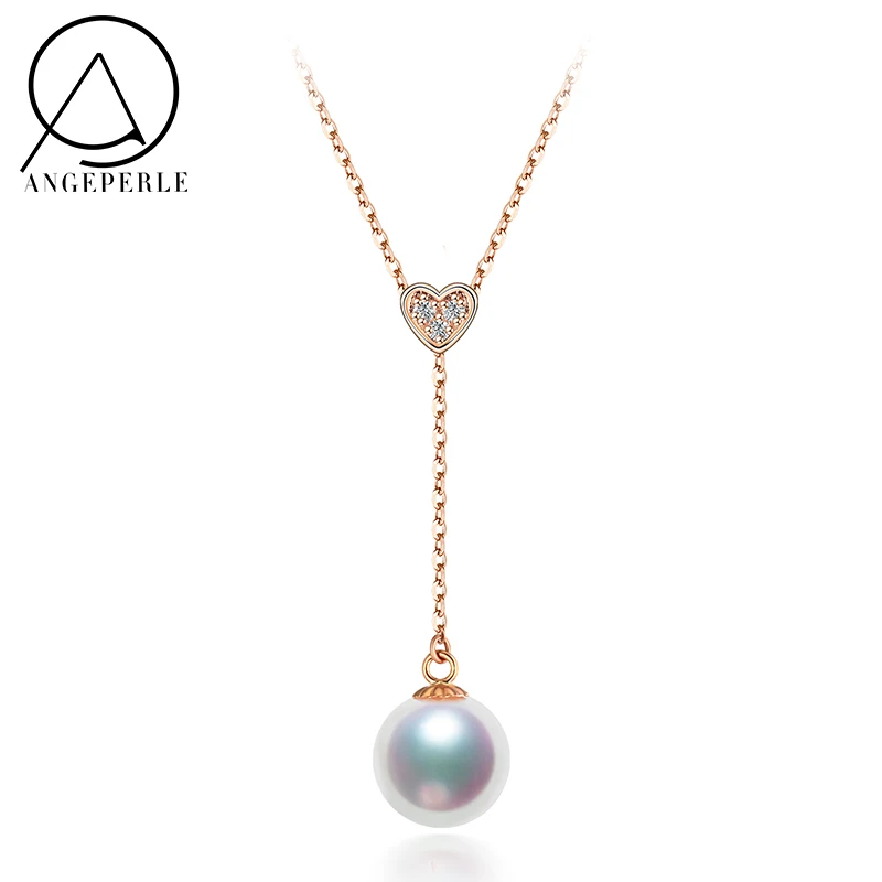 Angeperle 18 К золотой жемчуг кулон fine jewelry натуральный морской Цепочки и ожерелья