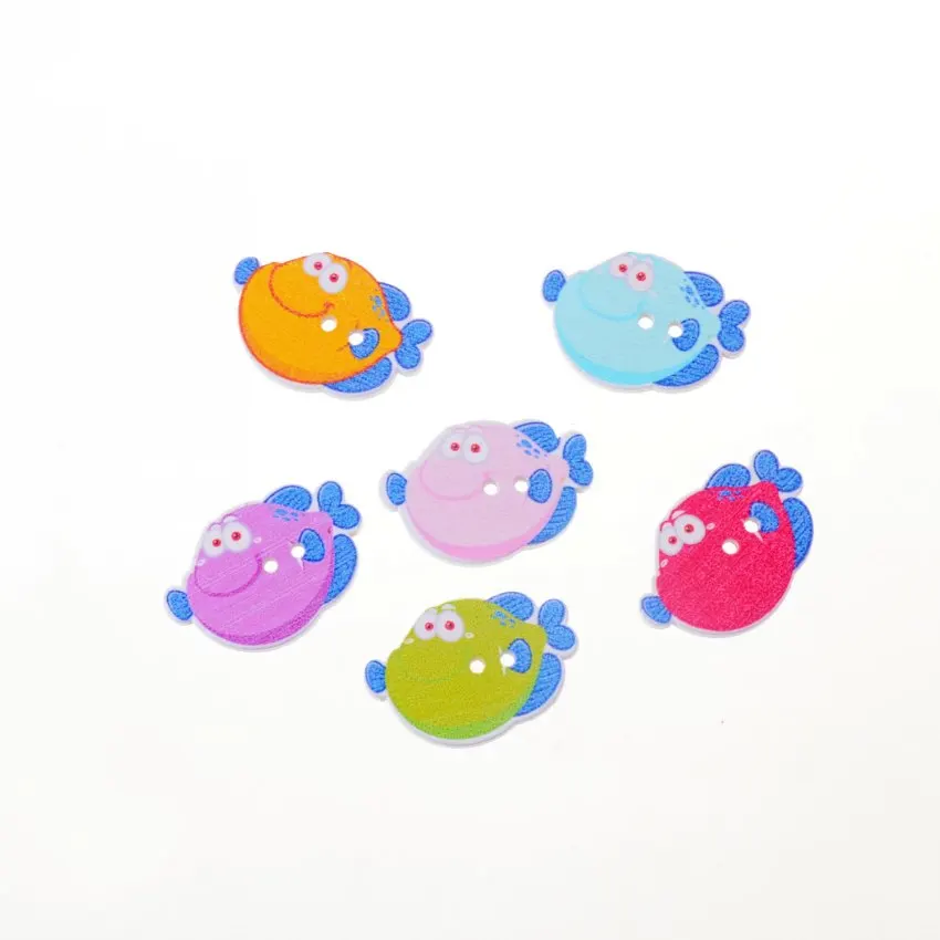 

Free Shipping 10Pcs Rondom Mixed Decorative Buttons Cartoon Lovely fish 2 Holes Pattern Sewing Scrapbooking 28x19mm