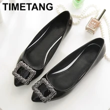 TIMETANG Новая женская обувь весна-осень из искусственной лакированной кожи; повседневные удобные женские туфли на плоской подошве туфли со стразами модная обувь на плоской подошве C124