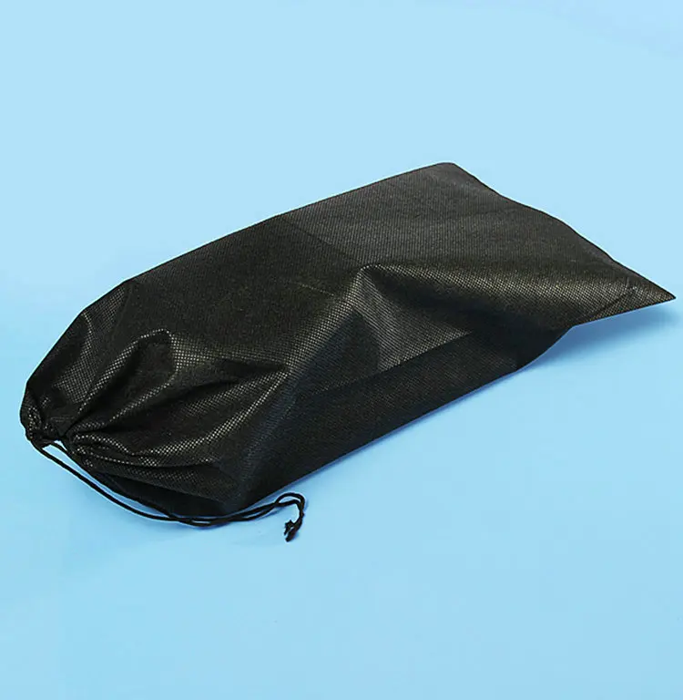 Portable Travel Storage Bag Black White Non woven Shoes Bag Drawstring