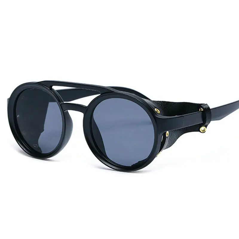 

black round sunglasses women brand designer 2019 summer style leopard Small frame sun glasses for men retro punk sunglasses FML