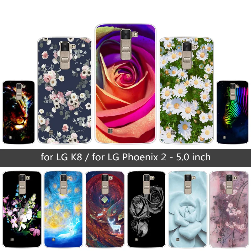 

Case For LG K8 5.0" Phone Colored Back Cover for LG Phoenix 2 Escape 3 Clear Silicone Case for LG K8 Lte K350 K350E K350N Case