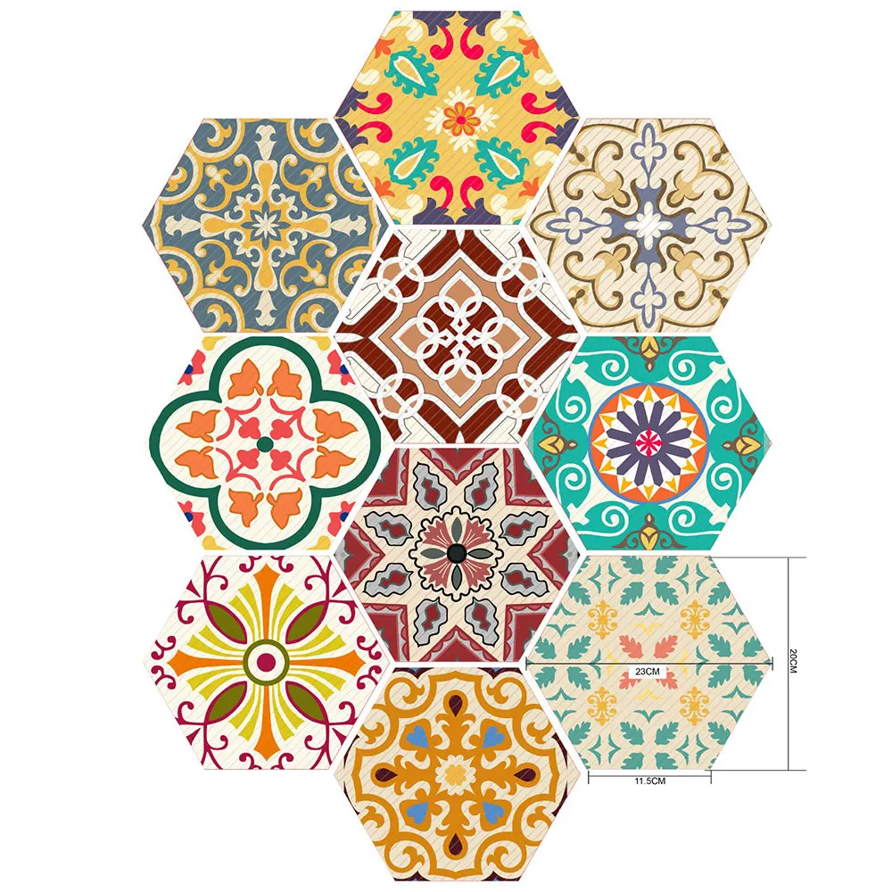 10 шт./компл. марокканский шестиугольная шить DIY 3D ПВХ стикер для настенной плитки напольная наклейка для ванной настенный Декор, съемные креативные Гостиная - Цвет: LB009