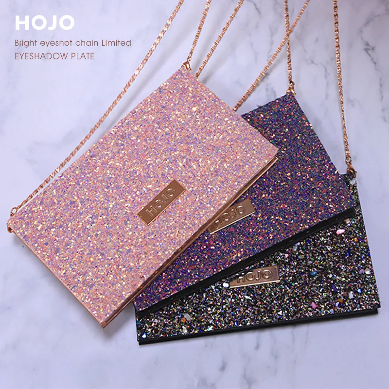 HOJO 15Color Nude Matte Eye Shadow Palette Chain Look Loose Pressed Glitter Shiny Powder Eyeshadow Shimmer Makeup Kit with Brush