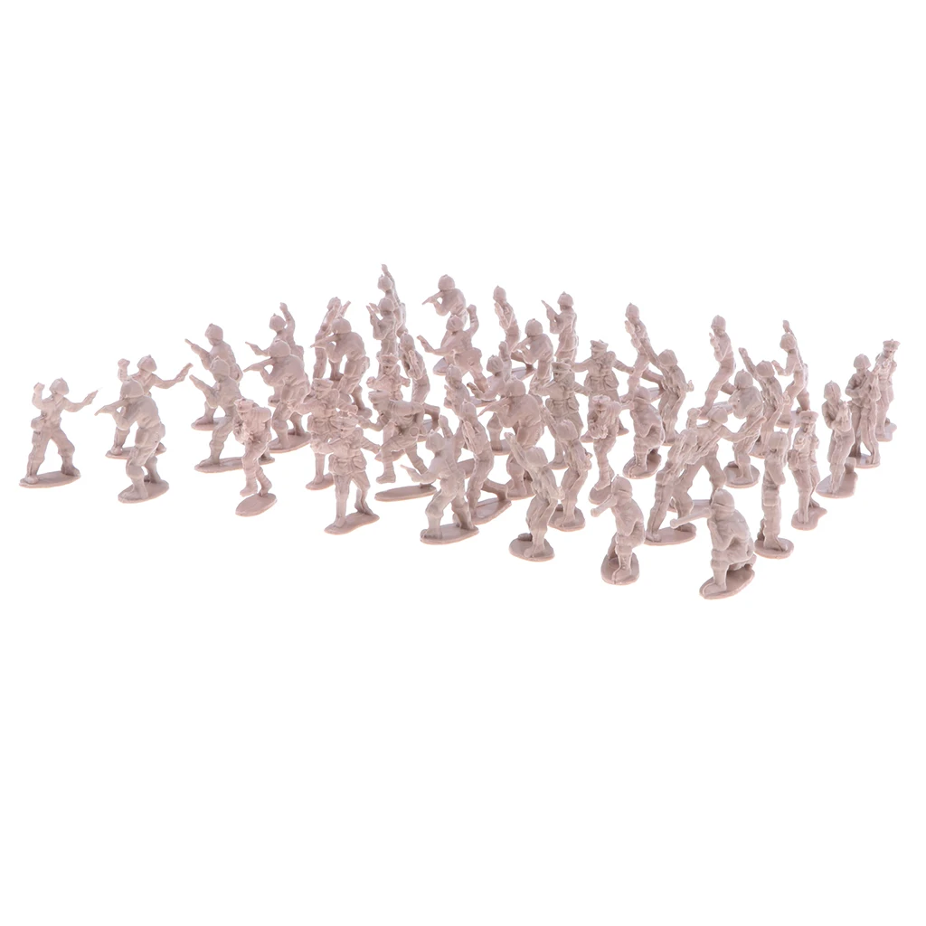 100 Pieces 2cm Realistically Battlefield Toy Soldier Figures Soldier Men Accessories - Apricot