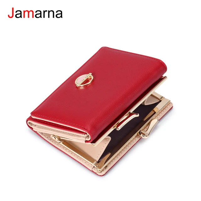 Jamarna Women Wallets Coin Purse Wallet Small Brand Design High Quality PU Leather Short Wallet Female Purse Card Holder Red
