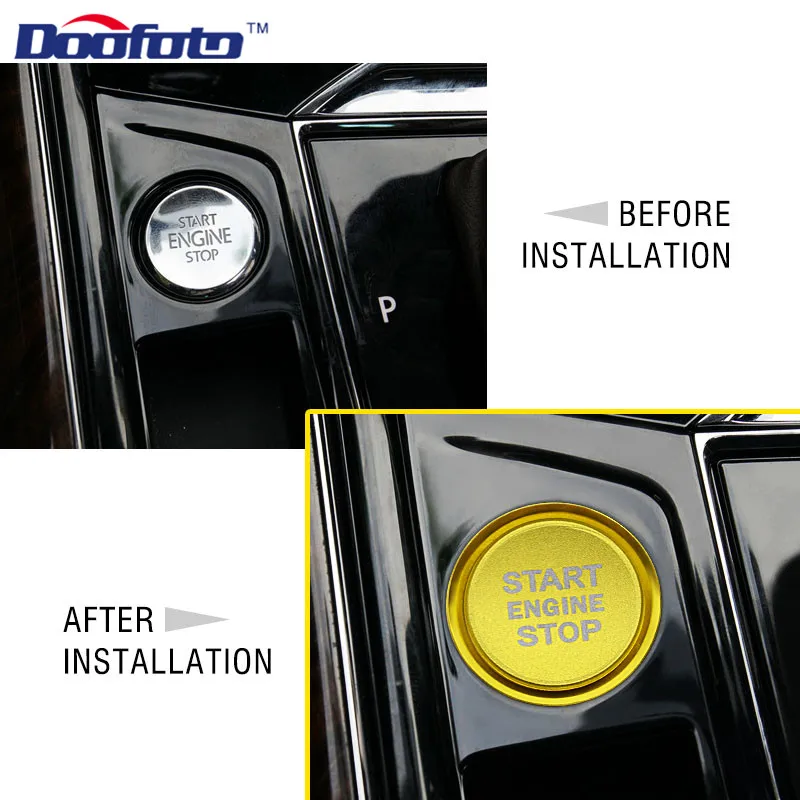Doofoto Accessory Black Covers Car Start Engine Button Silver Rings Case For Volkswagen Golf 6 7 Passat B5 B6 Polo Tiguan Caddy Car Start Button Cover Car Start Button Car Start Stop Button