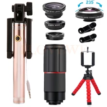 Новейшая модель; 8X телефото зум-объективы 4in1 Широкий формат макро 235 градусов объектив рыбий глаз для samsung S5 S6 S7 S8 комплект объективов для камеры телефона