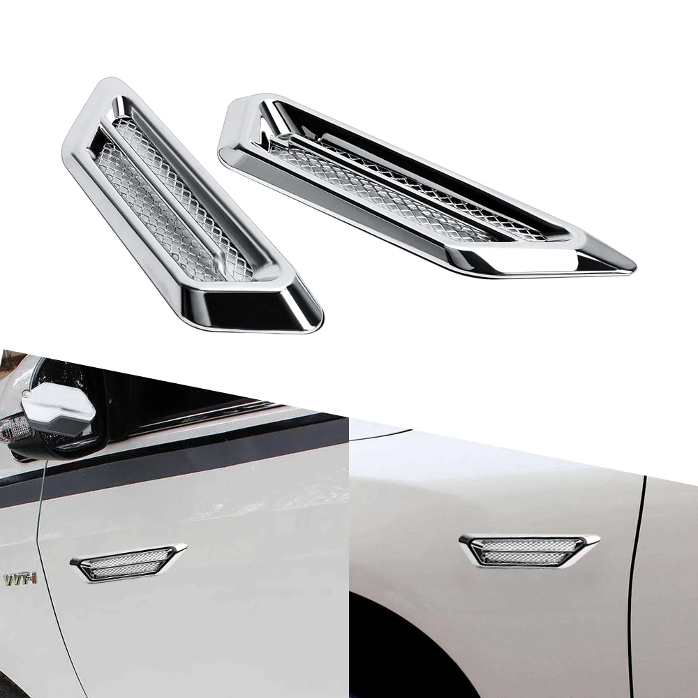 

2pcs False Air Outlet Stickers Shark Gills Sticker Side Mesh Cover Hood Bonnet Fender Sticker for BMW Ford Skoda VW Audi Opel
