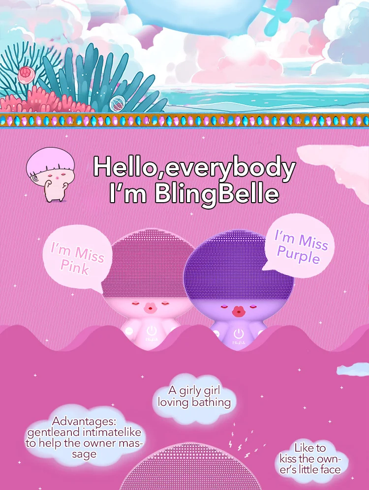 BlingBelle Мягкие силиконовые очиститель для лица Кисточки двойной размеры милая девушка силиконовая кисть для лица водостойкие беспроводной