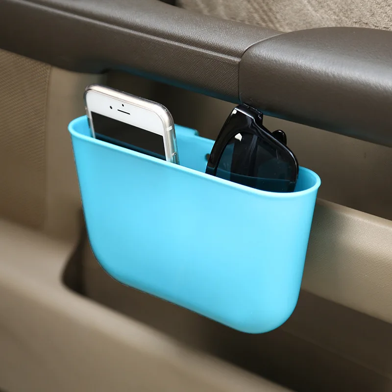 

Car Storage Box Organizer Phone holder Garbage Mesh Card Phone Charger Cradle Door Side Hanging Pocket Trash Bin Black Color