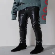 27-44 Мужская Новая одежда мода для певца, танцора DJ в стиле панк кожаный брюки стрейч повседневные пу брюки hairstylis сценические костюмы