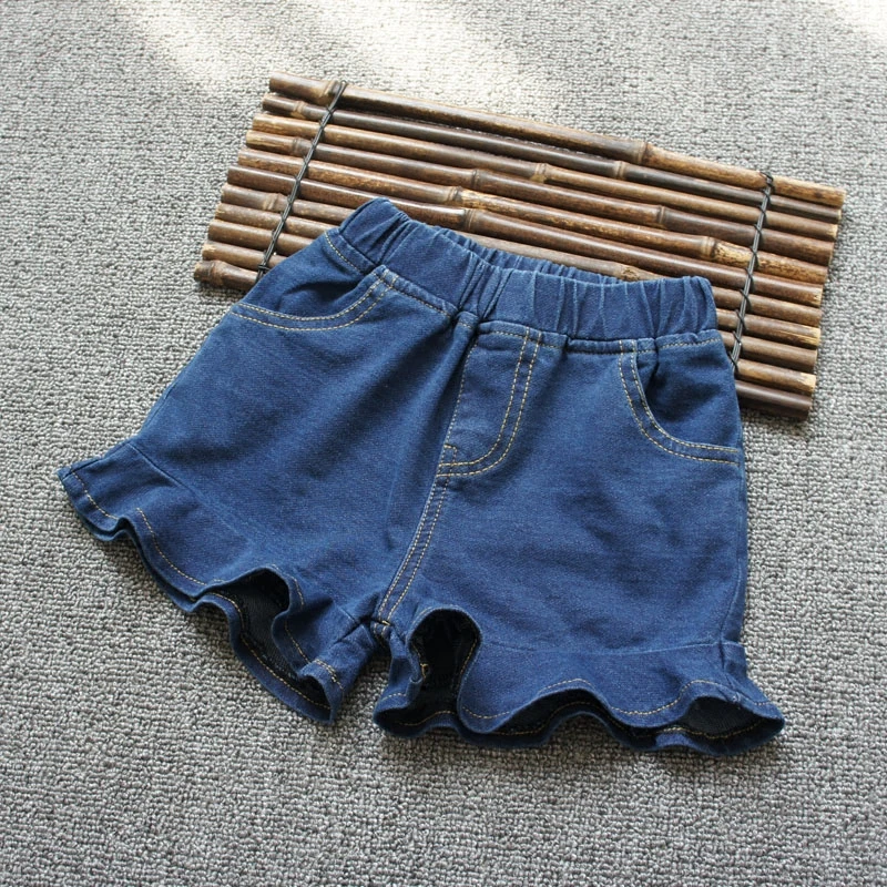 

girls ruffle shorts denim 2018 summer children clothing 3~12 years old