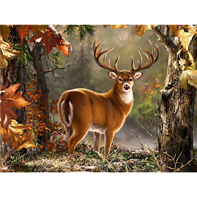 Diamond Embroidery Painting Animal 5D DIY Mosaic Deer in forest Full Round Square Home Decoration | Дом и сад