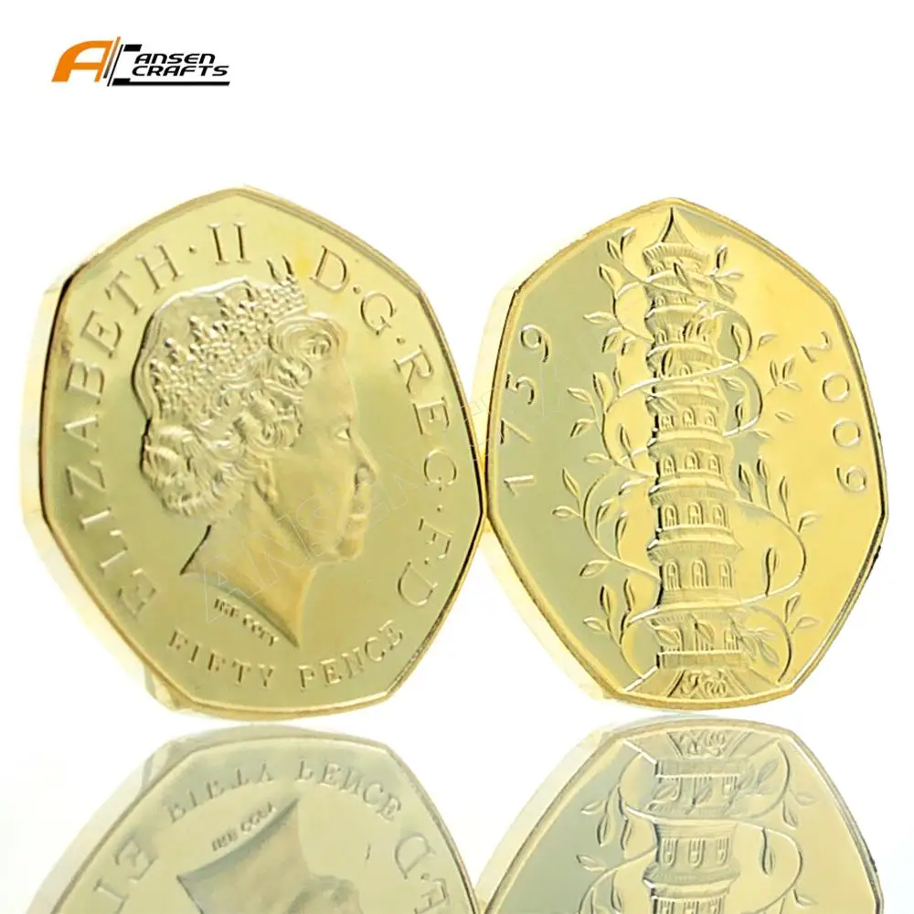 Kew Garden 50P Fifty Pence Elizabeth II EIIR 2009 британская Серебряная позолоченная копия