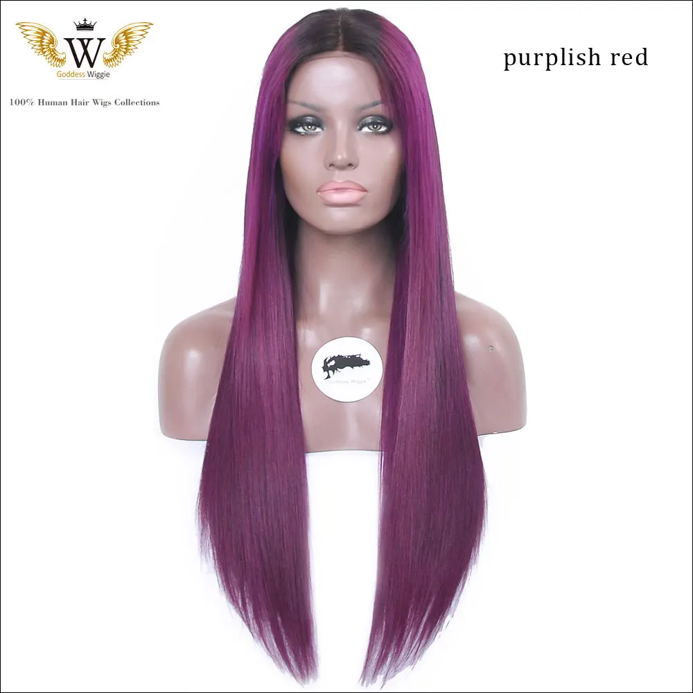 5A 150 Density Full Lace Purple Human Hair Wigs/Lace Front Human Hair Wig Dark Root Purple Ombre