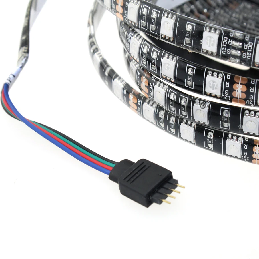 12 В Светодиодная лента RGB PC 5 м 5050 черный PCB водонепроницаемый 60Led/M в Led ленточный