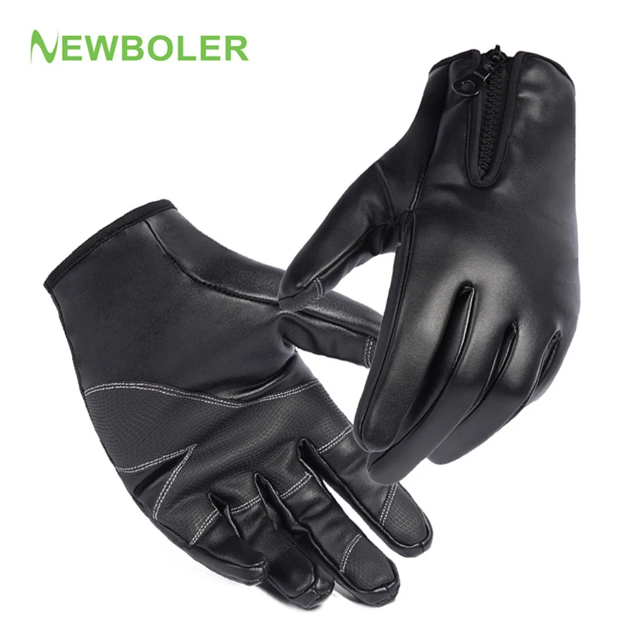 

NEWBOLER Leather Fishing Gloves Men Waterproof Anti-Slip Full Finger Glove Cycling Driving Outdoor Sport Winter Thermal Gloves