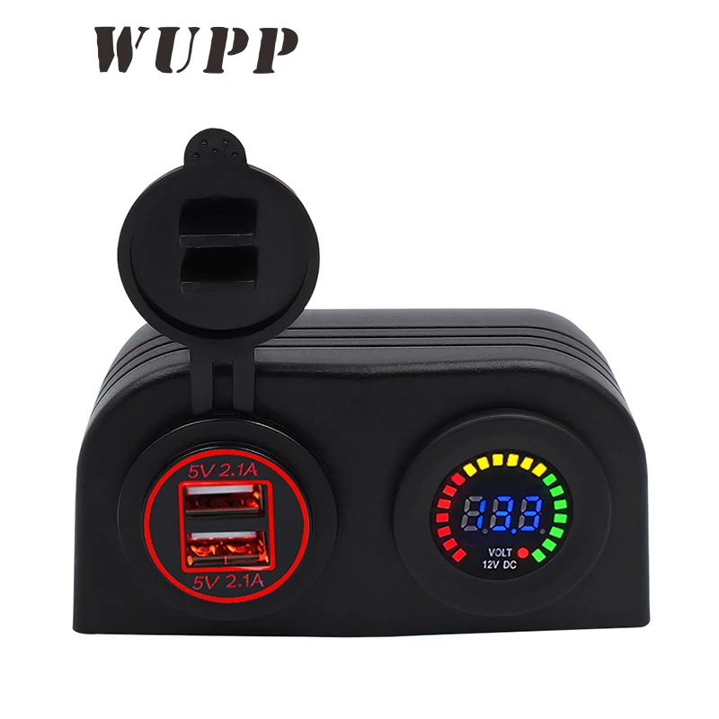 WUPP синий зеленый красный свет авто 5V 2.1A двойной Usb Автомобильное зарядное