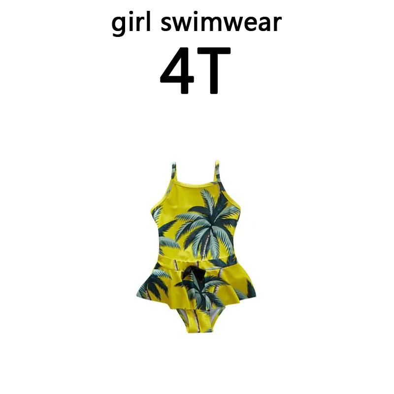 Семейные купальники, тропический кокосовый орех, пляжная одежда с принтом дерева, женский купальник для мамы и дочки, пляжные шорты для мужчин и мальчиков - Цвет: girl size 4T