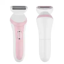 Электрический эпилятор на батарейках, эпилятор для женщин, бритва для удаления волос, триммер для тела, бикини, розовый, для удаления волос