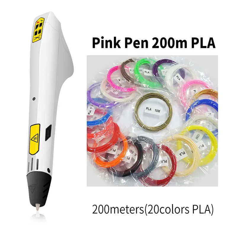 DEWANG, 3D ручка, ручка из АБС-пластика, 3D Ручка для печати, искусство и ремесла, подарок на день рождения, дешевле, Lapiz, 3D Ручка для рисования, гаджет - Цвет: White Pen 200m PLA