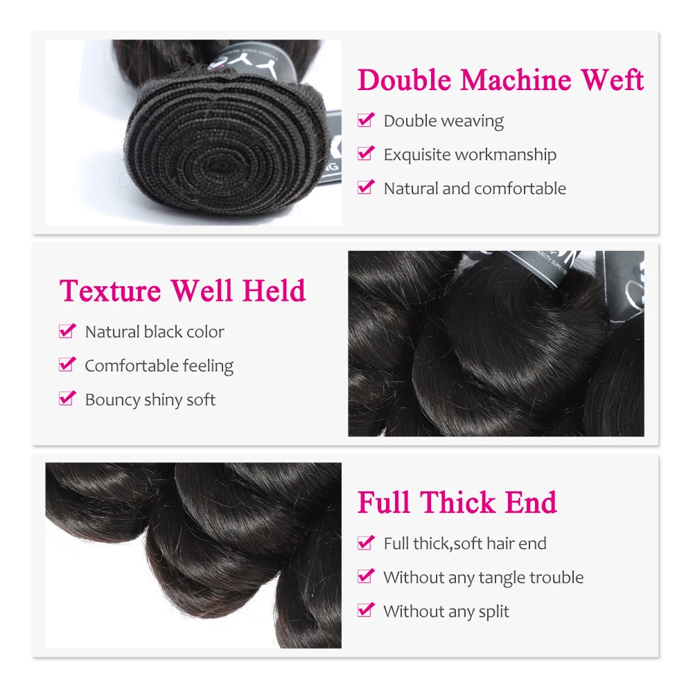 Yyong Hair 4 Bundle Deals Brazilian Loose Wave Hair Extensions 8-26 Inch Can Be Colored 100% Remy Human Hair Weave Natural Color Yyong Hair 4 Bundle Deals Brazilian Loose Wave Hair Extensions 8-26 Inch Can Be Colored 100% Remy Human Hair Weave Natural Color