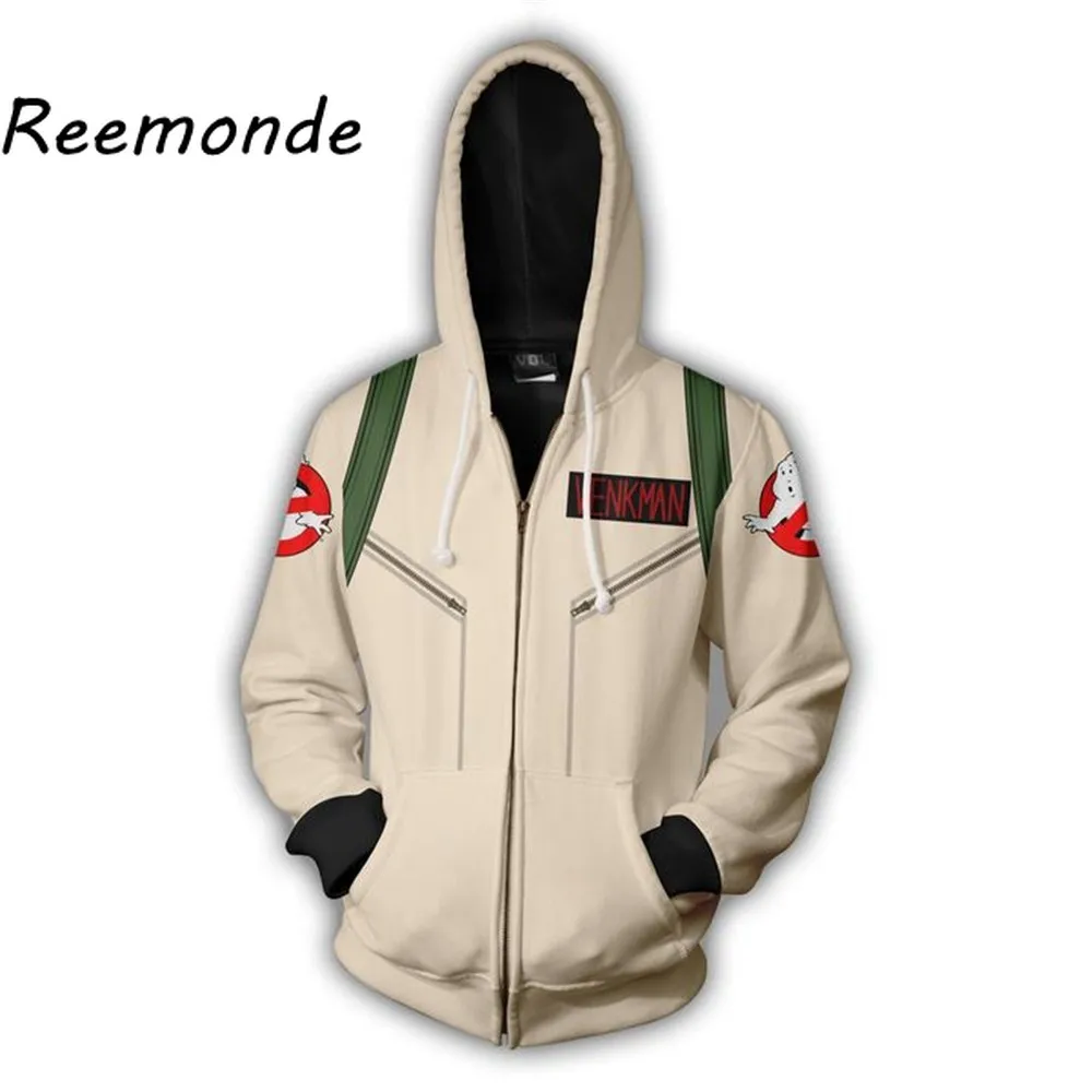 

2019 Men Hooded Ghostbusters Zip Up Hoodie 3D Printed Hoodies Casual zipper Hoodies Hooded Ghostbusters Cosplay Costume Hoodie