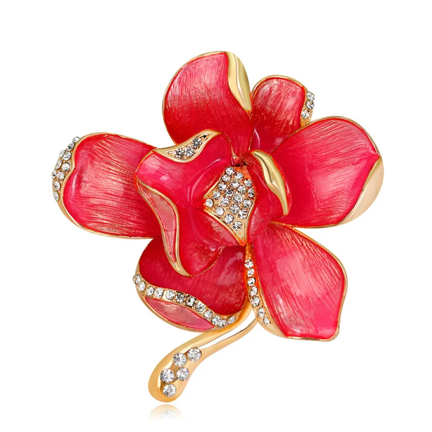 

Trendy Alloy Enamel Flower Brooches Pins for Woman Cute Fashion Plant Brooch Corsage Jewelry Accessories