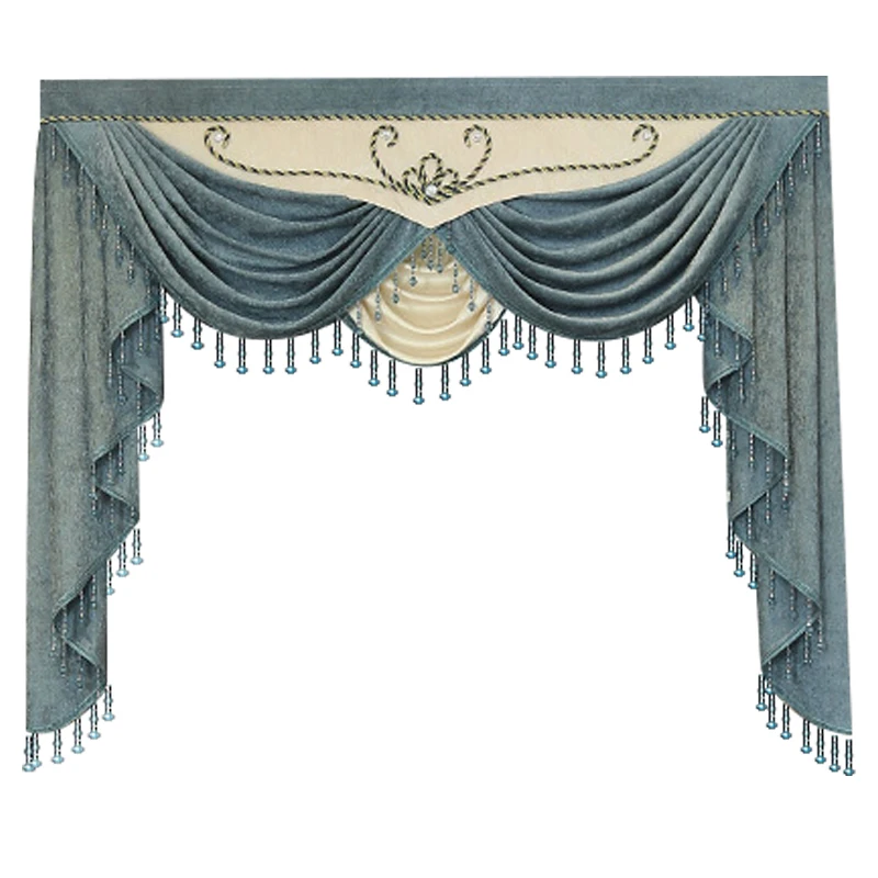 Роскошные европейские шторы Pelmet Valance на окна для гостиной кружевные с бусинами