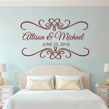 

Wedding Dance Floor Vinyl Sticker Custom Names Date Wall Poster Engagement Party Decoration Lovers Gift Vinyl Wall Art AZ190